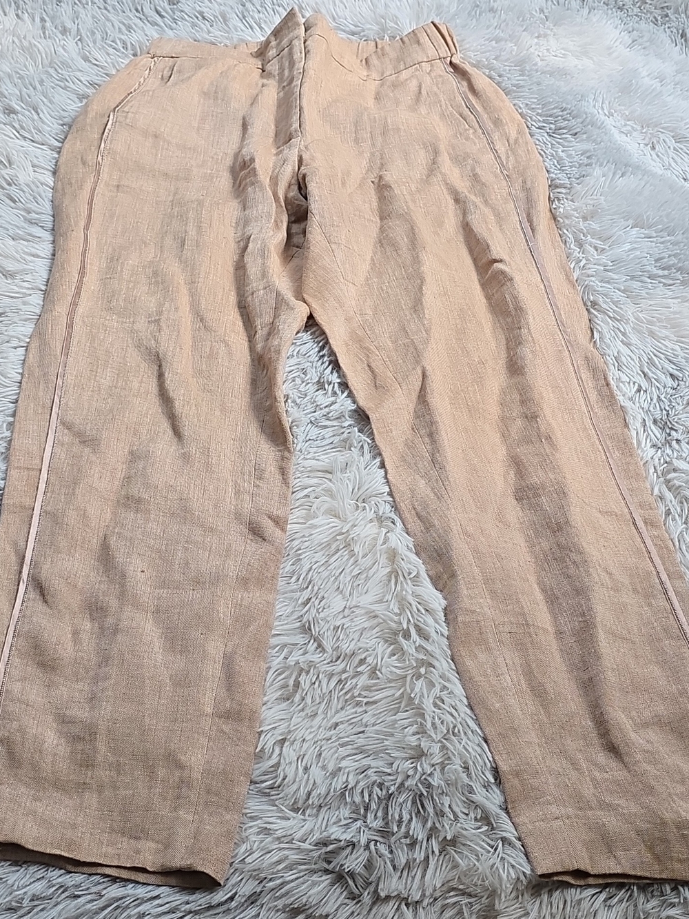 Peserico Peach-Tone Wide-Leg Linen Pants